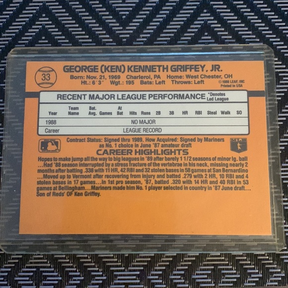 Ken Griffey jr rated rookie card - Picture 2 of 2